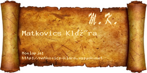 Matkovics Klára névjegykártya